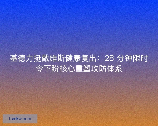 基德力挺戴维斯健康复出：28 分钟限时令下盼核心重塑攻防体系