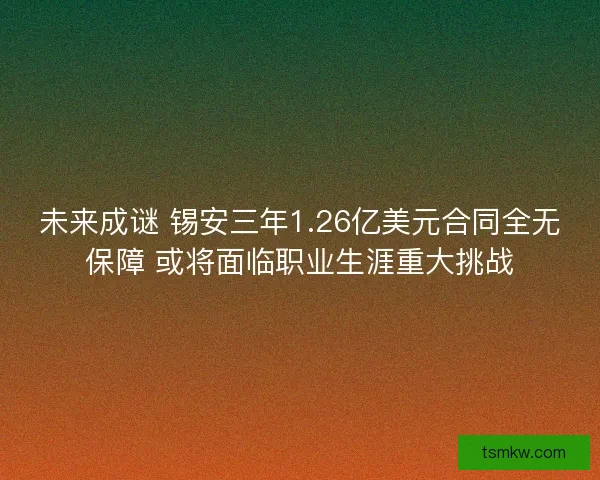 未来成谜 锡安三年1.26亿美元合同全无保障 或将面临职业生涯重大挑战 未来成谜 锡安三年1.26亿美元合同全无保障 或将面临职业生涯重大挑战